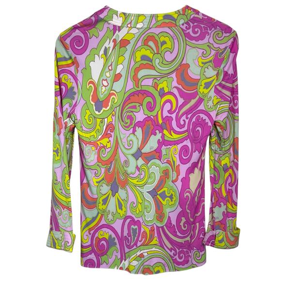 ETRO Milano Made in Italy Size 44 Pink Paisley Print Pullover Split Neck Blouse - Picture 4 of 7